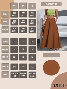 A&DD MODA, REF: H938-BX33 Women's Long Skirt High Waist Casual Round Umbrella Style Fluid Light Comfortable Elegant Versatile Quality Fabric Skirt For Everyday Social Sophisticated Modern Blogger Style Fresh Practical Charming High Durability Delicate Look ✨ - 巧克力棕 - 查看 7