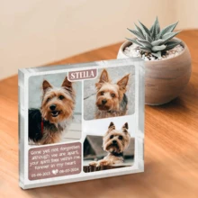 定制狗狗纪念礼物，照片拼贴亚克力块，个性化狗狗慰问礼物，宠物离世纪念礼物。添加您的个人照片和真挚留言，珍藏并记录您最珍贵的时刻。赠予一份真正特别的礼物，值得永久珍藏。