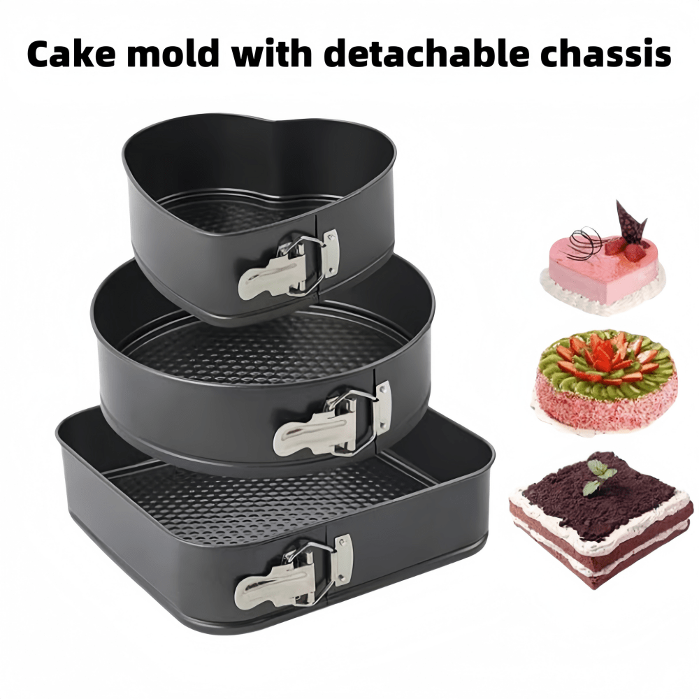 Heart Shaped Removable Cake Mold Set (4 Inch - 11 Inch, Approx 10.2 Cm - 28 Cm), Detachable Bottom Tray Easy To Clean, Non-Stick Cheesecake Pan, Round Spring Cake Mold Set, Suitable For Cheesecake, Cheese Cake Baking, Multi-Size Available, Essential For Home