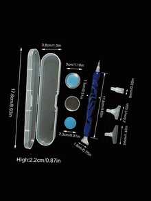 8pcs Diamond Painting Tools Set With Storage Box, Includes Resin Pen, Suitable For Diamond Painting DIY Dotting, Blue & White Color