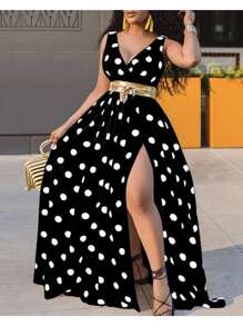 Bohemian Style Dress, Abstract Print Maxi