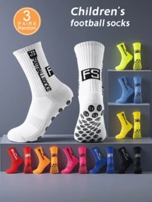1/3/4/8 Paia Calzini da Calcio Antiscivolo con Lettera FS Coppa del Mondo, Calzini Sportivi Traspiranti e Anti-Sudore per Ragazzi e Ragazze Allenamento Partita & Outfit da Tifoso Coppa del Mondo - Multicolore - Visualizzare 1