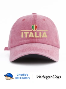 1 Pc ITALIA Print Unisex Washed Baseball Cap, Classic Stylish Soft Sweatband Adjustable Size Lightweight Versatile Classic Cap, Suitable For GYM Workout Outdoor Sports Daily Wear Party Vacation Beach Perfect Gift For Friends And Family - ITALIA - View 6