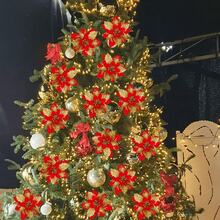 1/6/12PCS Artificial Sparkling Glitter Powder Christmas Flower Flowers, 14cm Fake Flowers For Festival Wedding Party Home Indoor Dining Table, Room, Bedroom Decoration, Gift, Wreath, Rattan Diy Decoration Accessories, Christmas Tree And Christmas Plant Decor Home Decor Christmas Decorations