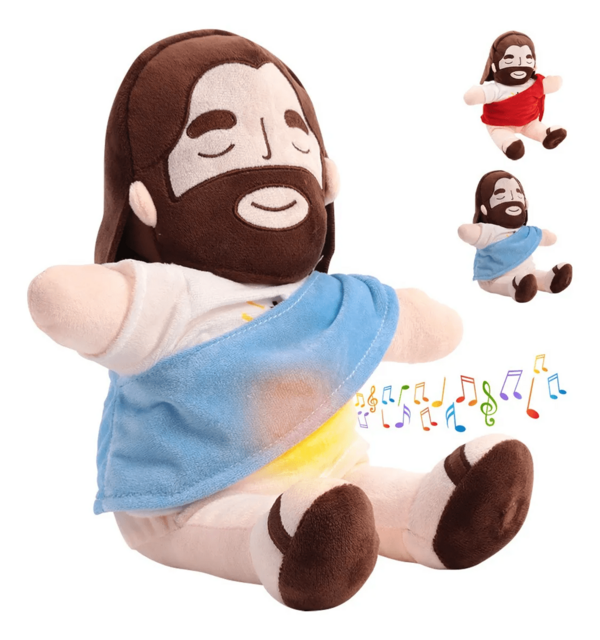 ESTUCHELANDIA Peluche Jesús Respirador con Luz, Sonido y Simulación de Respiración, Peluche de Diosito que respira, Muñeco Dios Interactivo Relajante con Función Musical, Iluminación en el Pecho y Movimiento Suave, Juguete Confortable para Niños y Adultos, Ideal para Regalo, Decoración y Descanso - Material Suave de Alta Calidad, - Perfecto para Relajar y Dormir - Control de Encendido en el Pie, Funciona con Baterías (no incluidas), Diseño Adorable para Hogar, Habitaciones Infantiles y Espacios de Descanso Familiar,Regalo de Pascua.