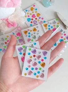 Mini Colorful Diamond Stickers DIY Accessories, Czech Acrylic Diamond Stickers With Tiny Hearts & Stars, Sparkling Jewel Stickers For Nails, Phone Cases, Gift Boxes, Handmade Crafts, DIY Jewelry Making Materials,School Supplies,Back To School