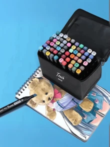 Marcadores de ponta dupla multicoloridos – Pincéis e Pontas Finas Para Aquarela, ilustração - 1pc - Visão 3