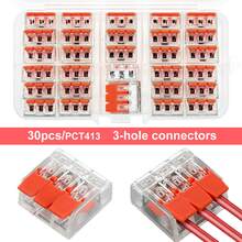 80pcs/40pcs/30pcs/20pcs Electrical Quick Connectors, Lever Wire Nut Connector Terminal Combo Kit, DIY Wire Connectors (28-12 AWG), 2/3/4/5 Port Push-In Electrical Connecting Terminals, Plug-In Terminal Blocks, Mini Quick Wire Connectors, Cable Lugs, 0.4-4.0mm - Orange - View 14