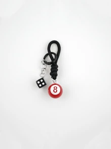 1 chaveiro masculino estilo bola 8 preto, com cordão trançado e anel de metal, chaveiro durável e moderno para chaves, acessórios, presente casual e estiloso, acessório para chaveiro, design divertido, porta-chaves resistente