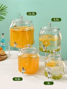 1件装冷水机带水龙头，饮料桶架，柠檬水水果茶桶，果汁壶，适合派对，万圣节，圣诞节，大容量，万圣节礼物