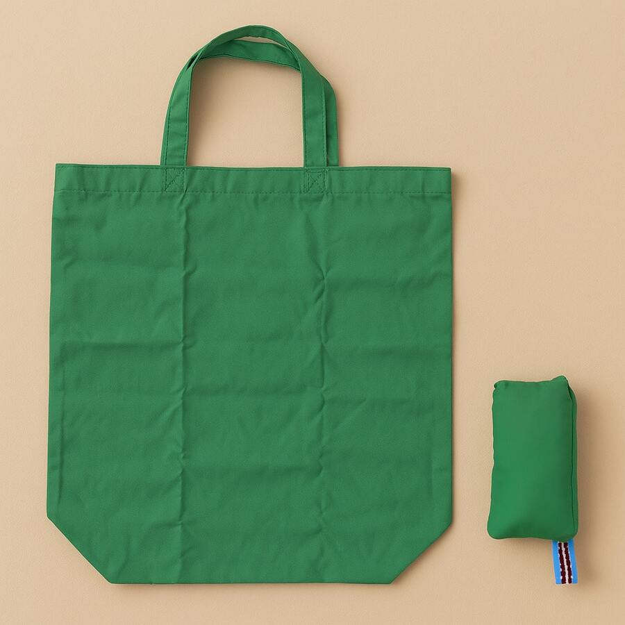Tillverkad i Turkiet - Hopfällbar shoppingväska – 40x40 cm | Återanvändbar matkasse | 100 % polyester | Finns i grönt, rött, orange, grått, blått - Grön - Visa 1