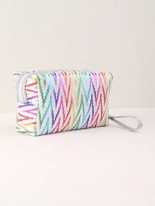 1/2 件防水铅笔盒，便携式铅笔盒，方便携带，化妆包，洗漱包学校用品创意礼物感恩节，圣诞节，生日万圣节装饰返校文具收纳袋 - 彩色 - 查看 8