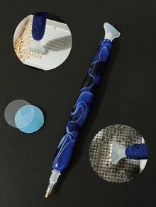 8pcs Diamond Painting Tools Set With Storage Box, Includes Resin Pen, Suitable For Diamond Painting DIY Dotting, Blue & White Color