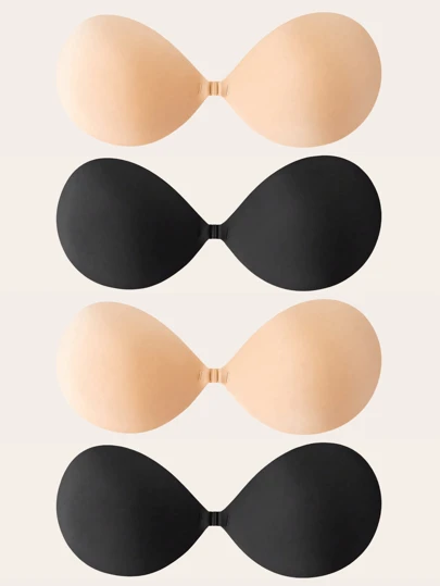 2 Pairs Women's Adhesive Silicone Invisible Push-Up Strapless Bras | Instant Breast Lift, Suitable For Backless Evening Gowns And Special Occasions