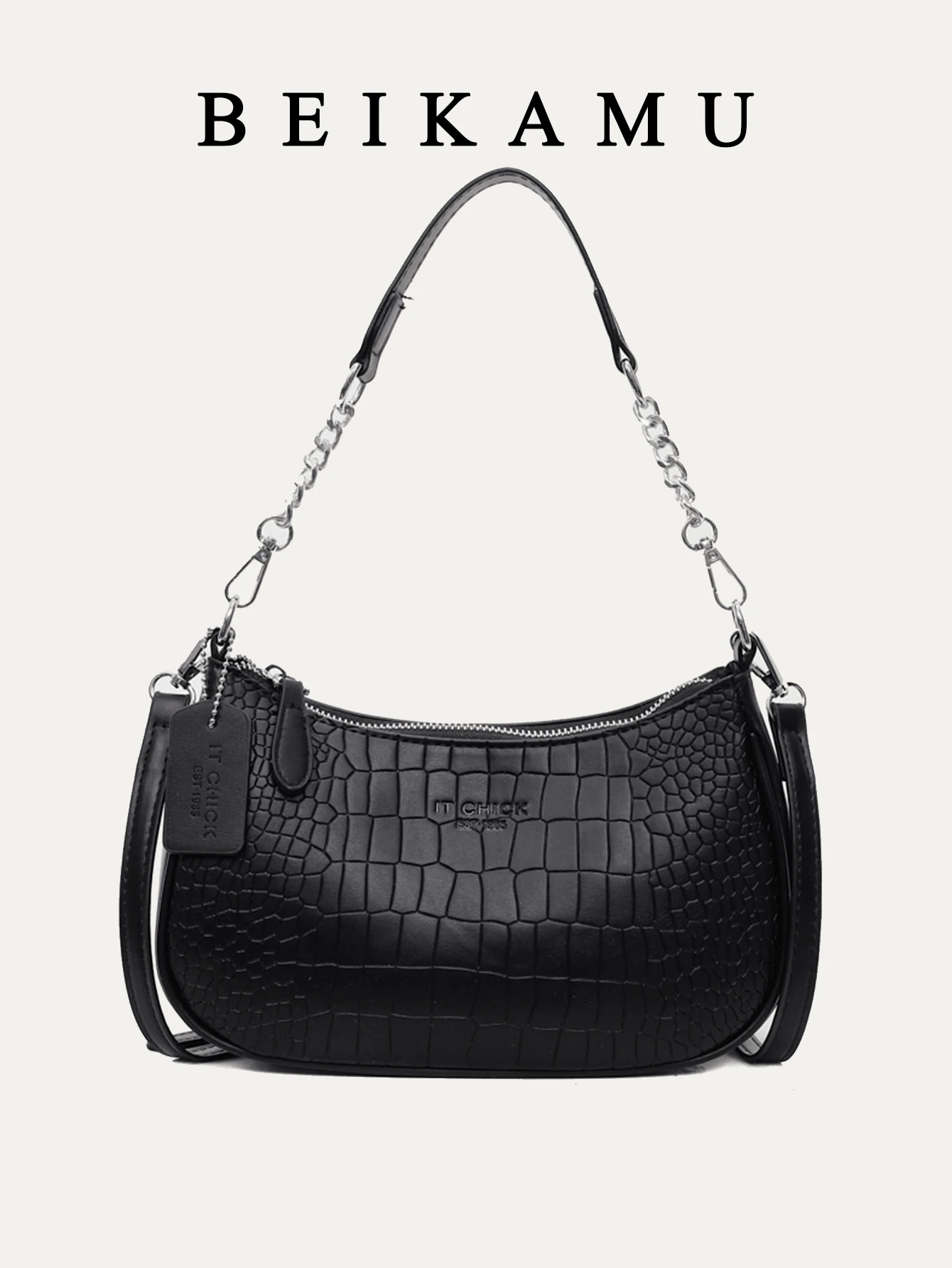 1 geantă de umăr pentru femei din PU de culoare solidă, geantă la subraț pentru naveta la serviciu, versatilă, geantă crossbody cu curea reglabilă