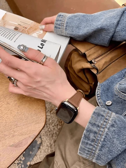 Women's Genuine Leather Watch Band Compatible With Apple Watch Series 1/2/3/4/5/6/7/8/9/10/SE/Ultra, Soft & Comfortable, Durable & Fashionable, Versatile For Daily Wear