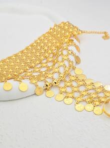 1pc Vintage Stylish Multi-Layer Coin Decor Hollow Carved Gloves-Design Women Bracelet