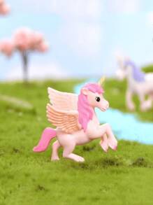 4pcs/Set Colorful PVC Unicorn Cute Model, Cartoon Character & Succulent Plant Decoration, Party Supplies, Party Gifts