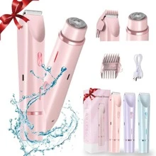 Afeitadora eléctrica 2 en 1 para mujer, diseño de cuchilla de cerámica seguro y afilado, elimina rápidamente el vello corporal en múltiples áreas, diseño impermeable para uso en seco y mojado, motor potente que proporciona un afeitado suave, herramienta esencial para el bikini de la mujer, suministros de viaje