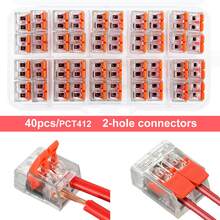 80pcs/40pcs/30pcs/20pcs Electrical Quick Connectors, Lever Wire Nut Connector Terminal Combo Kit, DIY Wire Connectors (28-12 AWG), 2/3/4/5 Port Push-In Electrical Connecting Terminals, Plug-In Terminal Blocks, Mini Quick Wire Connectors, Cable Lugs, 0.4-4.0mm - Orange - View 16