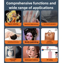 Convenience Wireless Airbrush Kit With Detachable Extended Hose, 0.3mm Dual-Action Spray Gun With 3 Bottles, Cleaning Brush Set, USB Power Cable, Mini Airbrush With 1000mAh Rechargeable Battery For Model Making, Nail Art, Automotive Painting, Beauty Sprays And DIY Crafts