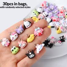 Sanrio 35 pingentes Sanrio: pingentes de resina Kawaii Hello Kitty e Kuromi para joias DIY - pulseiras, chaveiros, colares