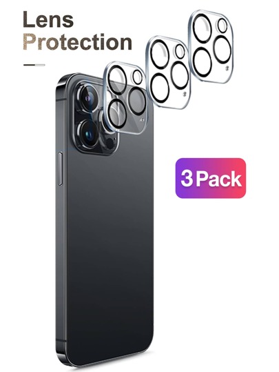 Pacote com 3 protetores de lente de câmera para iPhone 15 de 6,1 polegadas e iPhone 15 Plus de 6,7 polegadas, película protetora de câmera de vidro temperado 9H transparente HD, antirriscos, compatível com capas, não afeta fotos noturnas, transparente HD, cobertura total da lente, protetor de lente suave, compatível com iPhone 11 Pro/12 Pro/13 Pro/14 Pro/15 Pro/16 Pro