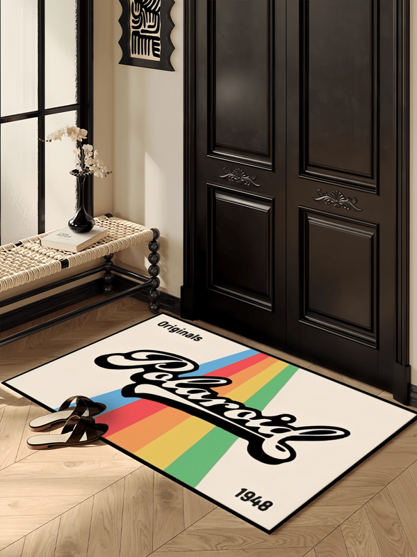 1pc 1948 Rainbow Welcome Doormat, Vibrant Pattern, Suitable For Porch, Kitchen, Living Room, Dining Room Entrances, Easy To Clean And Durable, Spring/Summer Seasonal, Stylish Home Decor, Multiple Sizes Available