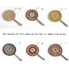 1pc 9.84"/15.75" Handmade Colorful Woven Round Fan, African Element Wall Decor, Hand Fan For Summer Travel And Leisure