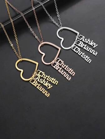 Collar con colgante de amor personalizado | Personaliza 1-3 nombres en el colgante con forma de corazón | Collar de pareja | Regalo conmemorativo inolvidable para miembros de la familia | Regalo de cumpleaños | Regalo eterno del Día de la Madre para mamá y abuela