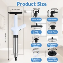 Toilet Plunger, High Pressure Toilet Plunger,Toilet Auger Air Drain Blaster With Real-Time, Heavy Duty Plunger For Bathroom And Plumbing Clogs - 白色 - 查看 2
