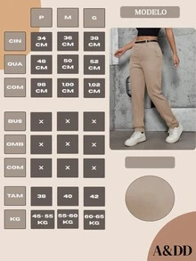 ADD FEMALE FASHION-508 Women's Dress Pants, High Waist, Includes Belt, Casual, Elegant, Modern, National Shipping SHE(IN) - Màu be - Xem 6