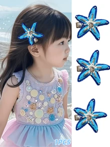 1pc Girls' Seawater Raffia Decor Side Clip