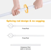 IsEasy Curtain Rod 25mm Curtain Rod 1 Track 2 Tracks Stainless Steel Metal 80-280cm - White-1-läufig - View 6