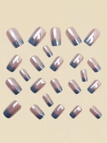 Nail Art Updates Your Look And Showcases The Charm Of Your Fingertips. This Short Square Silver Gradient Electroplated Super Shiny False Nail Patch Is Detachable. It Has 24 Pieces And Is Suitable For Both Ladies And Girls. It Is A Nail Patch For Daily Wear, Festivals, Parties, Dates And Gatherings. It Is A Simple, Fashionable And High-End False Nail Patch Nail Patch Nails Press On Nails Nail Supplies