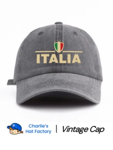 1 Pc ITALIA Print Unisex Washed Baseball Cap, Classic Stylish Soft Sweatband Adjustable Size Lightweight Versatile Classic Cap, Suitable For GYM Workout Outdoor Sports Daily Wear Party Vacation Beach Perfect Gift For Friends And Family - ITALIA - View 18