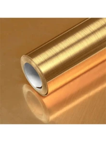 1 Roll Metallic Brushed Gold Contact Paper, Heat Resistant, Self-Adhesive, Removable PVC Wallpaper For Kitchen, Bathroom Room Decor Wall Decor Kitchen Decor Kitchen Items - Gold - View 9