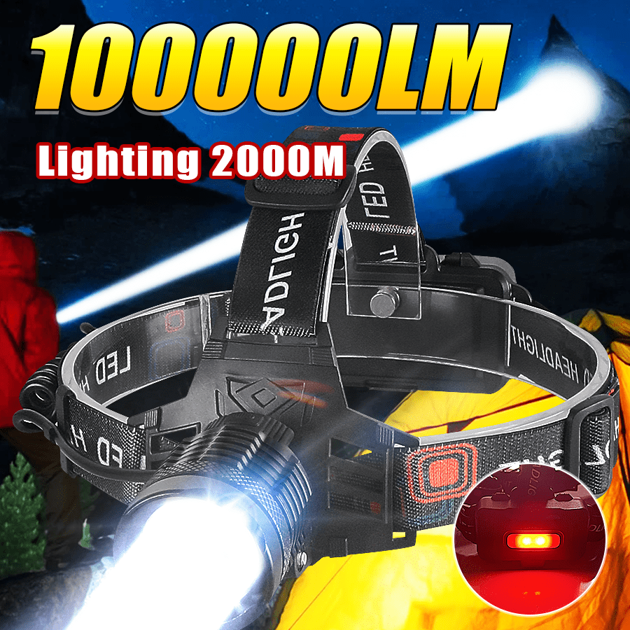 1 Stück starke aufladbare Scheinwerferleuchte mit hoher Leuchtkraft LED Stirnlampe 3 Modi Stirnlampe für Outdoor Angeln Camping Laufen Jagen Wandern Zoombar