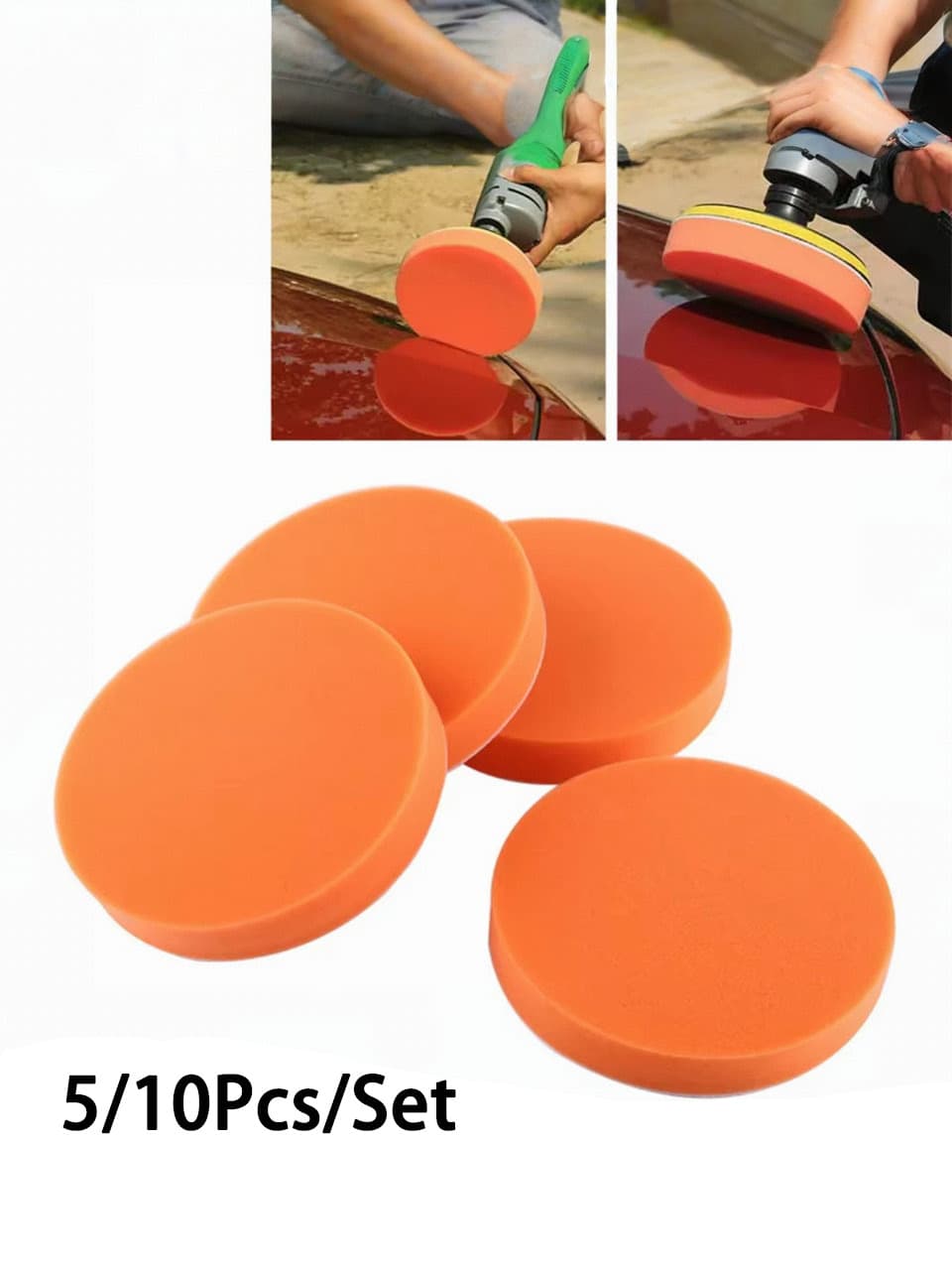 Juego de 5/10 piezas de esponjas redondas manuales para encerar y pulir el coche, reutilizables, herramienta de mango para encerar y pulir el coche para pulidora, esponja para lavar el coche, suministros de limpieza y mantenimiento de belleza
