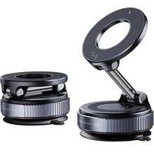 360° Rotating Magnetic Phone Holder, Foldable & Extendable, Universal Compatibility, Non-Waterproof, Portable, Suitable For Car/Bathroom/Travel/Gym/Smooth Surface. Note: Only Supports Installation On Smooth Surfaces. - Black - View 3