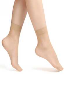 5双透明踝袜，薄款尼龙透明踝袜，女士短款连衣裙长袜