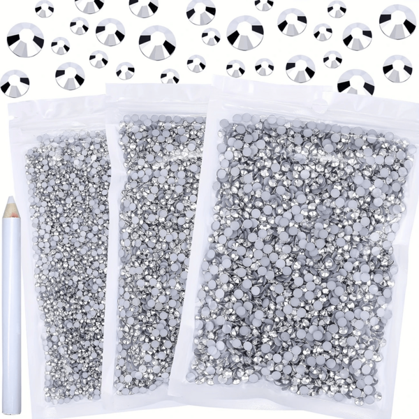 6000/5000 buc pietre din rășină plată, culoare argintie, 2 mm, 3 mm, 4 mm, 5 mm, fără fixare termică, pentru bijuterii DIY, confecționare de accesorii, încălțăminte, haine, genți