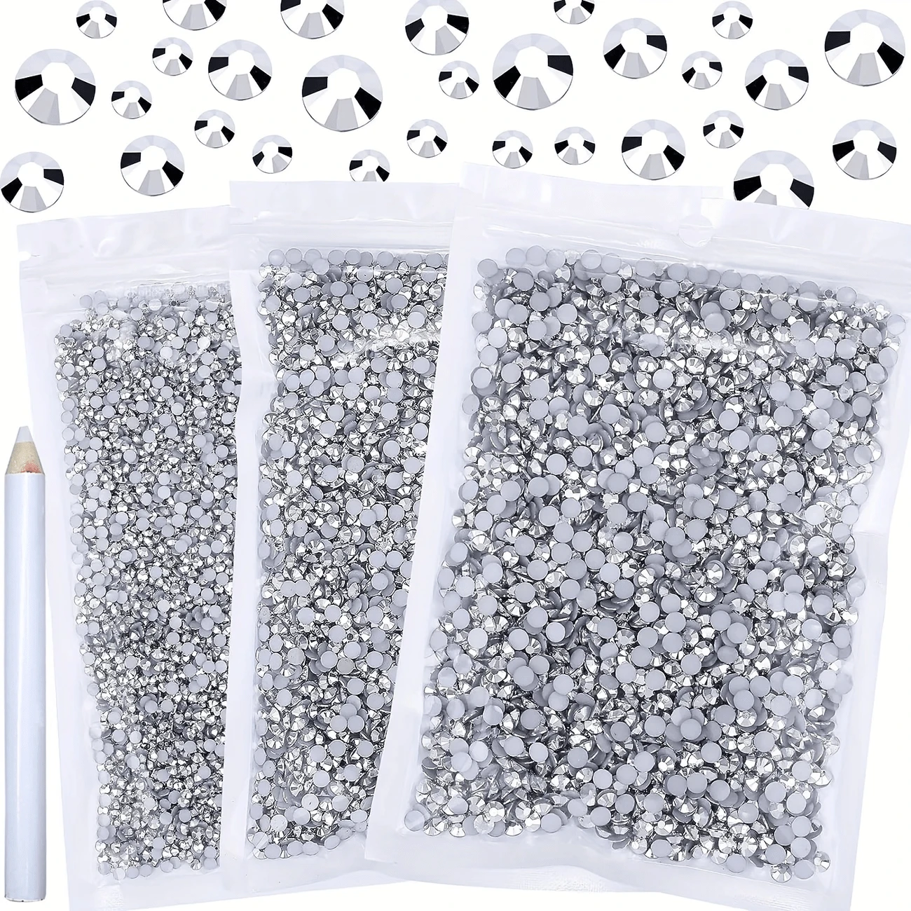 6000/5000颗平底树脂水钻，2mm、3mm、4mm、5mm，非热熔平底亮面果冻树脂水钻，适用于DIY珠宝工艺品、配饰制作、鞋子装饰、服装装饰、包包装饰 - 彩色 - 查看 1