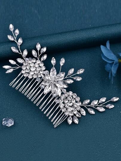 1pc Bridal Rhinestone Hair Comb, Suitable For Wedding Stage Performance Dress Up Hair Accessories Handmade Shiny Hair Accessories For Ladies Fashion Simple Headwear Banquet Party Celebration