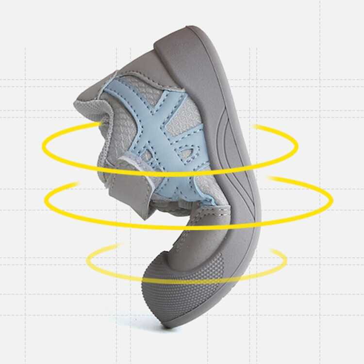 1双婴儿鞋，带线条装饰，皮革材质，防滑功能，安全鞋头设计，魔术贴绑带，平跟，款式简洁活力，适合日常外出玩耍 - 粉色 - 查看 8