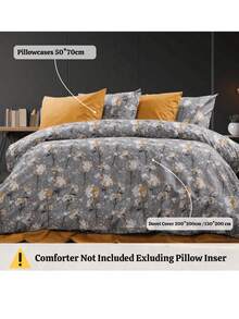Duvet Set | Flat Sheet Included As A Gift | 150*220 Cm (1 Duvet Cover – 1 Pc + 1 Pillowcase – 1 Pc) Or 190*210 Cm (1 Duvet Cover – 1 Pc + 2 Pillowcases – 2 Pcs) | Soft & Breathable For All Seasons - Grey - View 3