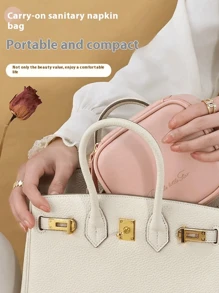 A Customizable Sanitary Napkin Storage Bag, Lipstick Storage Bag, Women's Bag, High-End Sense Light Luxury Delicate Makeup Bag, PU Small Makeup Bag, Portable Storage Bag - Multicolor - View 5