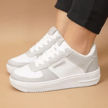 Air Casual Sneakers Women's Men's 34 To 43 Various Colors Soft Leather Comfortable - Xám - Xem 2
