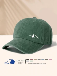 Washede Baseballkappe mit Berg- und Baumdesign, geeignet für Outdoor-Sport, Camping, Wandern, Reisen, modisch, minimalistisch, lässig, vielseitig, für den täglichen Gebrauch, Roadtrip
