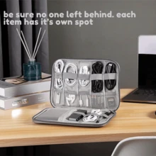 旅行电子产品收纳袋便携式电缆收纳袋用于存放电子配件盒，用于电线、手机、充电器、闪存盘（黑色/灰色/深蓝色/孔雀蓝/紫红色/紫色）